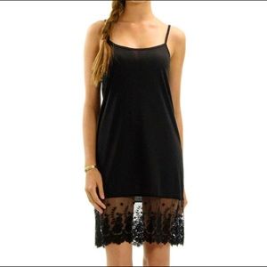 Lace Slip Dress Top Black (S/M) NWOT